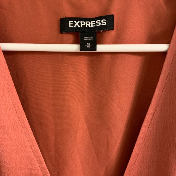 Express satin wrap dress Medium and Large, terracotta, rose/orange - Picture 2 of 7